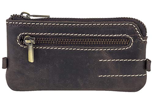 Schlüsseltasche Natur robust mit 2 Ringen LEAS in Echt-Büffel-Leder, braun - LEAS Vintage-Collection von LEAS