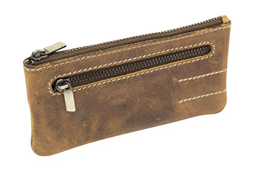 LEAS Schlüsseltasche extra groß mit 2 Ringen und Geschenkbox Echt-Leder, cognac Vintage-Collection 15x8x1cm (BxHxT) von LEAS