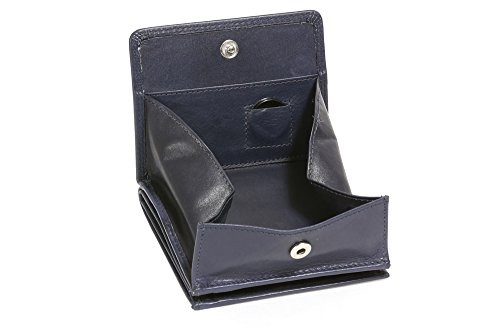 LEAS Wiener-Schachtel im Ausweis-Format mit großer Kleingeldschütte, Echt-Leder, dunkelblau Special Edition von LEAS