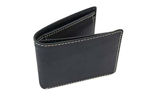 LEAS Mini Geldbeutel super dünn kleines Portemonaie mit Geschenkbox im Used Look Echt-Büffel-Leder - Vintage-Collection 10,5x8,5x1cm (BxHxT) (schwarz) von LEAS