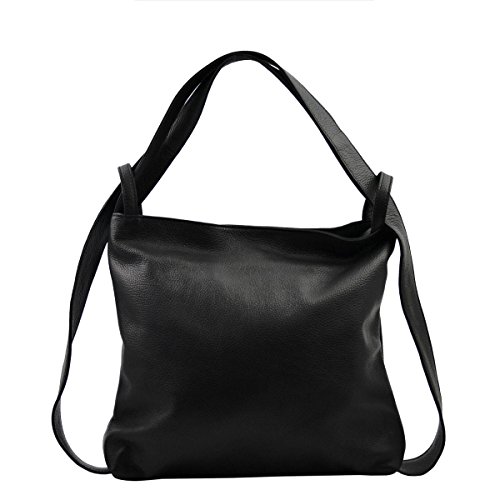 Dream Leather Bags Made in Italy toskanische echte Ledertaschen Shopper Und Rucksack Aus Echtem Leder Farbe Schwarz - Italienische Lederwaren - Damentasche von LEATHER Bags