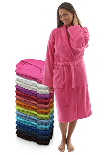 LEBENGOOD Bademantel für Damen, Herren, Unisex, Frottee 100% Baumwolle 400 gr, Flauschig, Kuschelig, Bunt, Leicht, Lang Kurz, Dusche, Größen Weicher Morgenmantel (XXL, fuchsia) von LEBENGOOD