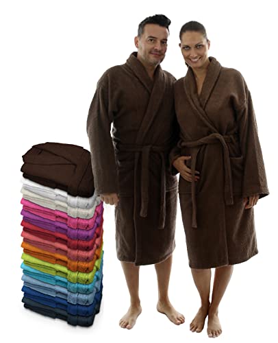 LEBENGOOD Bademantel für Damen, Herren, Unisex, Frottee 100% Baumwolle 400 gr, Flauschig, Kuschelig, Bunt, Leicht, Lang Kurz, Dusche, Größen Weicher Morgenmantel (XL, Chocolate) von LEBENGOOD