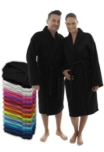 LEBENGOOD Bademantel für Damen, Herren, Unisex, Frottee 100% Baumwolle, Weicher Morgenmantel Dusche, Größen Flauschig, Leicht, S, M, L, XL, XXL, (XXL, Negro) von LEBENGOOD