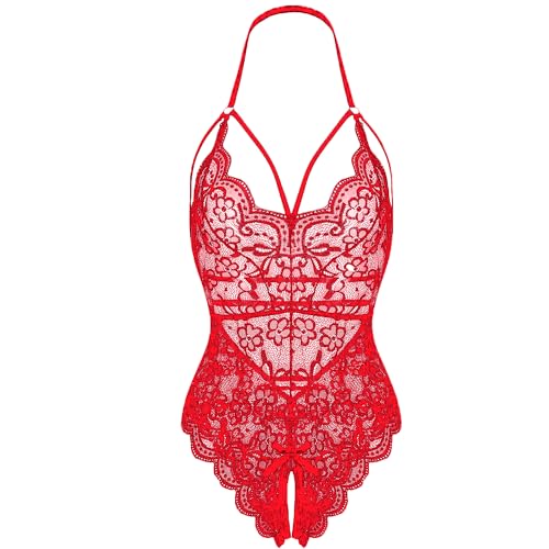 LEBENSFROH Dessous Damen Sexy Unterwäsche für Frau Sexy Outfit für Damen Strapsen Dessous Set Reizwäsche Dessous-Sets Lingerie Women Body Damen Sexy Spitze (L, Rot) von LEBENSFROH