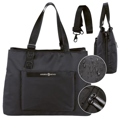 LEBENSKOMPASS Umhängetasche Damen Everyday Bag NOIR - Multifunktionale Shopper Tasche, Schultertasche mit Laptopfach - wasserabweisend & abwaschbar - recyceltes Material - 11 Liter LEBENSKOMPASS Umhängetasche Damen Everyday Bag NOIR - Multifunktionale Shopper Tasche, Schultertasche mit Laptopfach - wasserabweisend & abwaschbar - recyceltes Material - 11 Liter von LEBENSKOMPASS