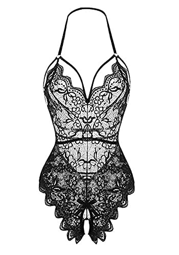 Sexy Dessous Damen Unterwäsche für Frau Reizwäsche Outfit Frauen Lingerie Nachtwäsche Slip Ouvert Body Dessous Set Nachtwäsche Babydoll Teddy Bodysuit Tiefer V Spitze Halfter Erotische Negligee (S) von LEBENSWERT