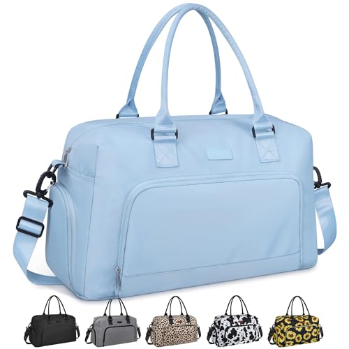 Weekender Taschen für Damen, LEBFEO Turnbeutel für Damen mit Schuhfach, persönliche Gegenstände, Reisetasche, Handgepäck, Übernachtung, Reisetasche, Krankenhaustasche für Arbeit und Lieferung, Blau von LEBFEO