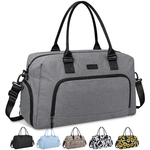 Weekender Taschen für Damen, LEBFEO Turnbeutel für Damen mit Schuhfach, persönliche Gegenstände, Reisetasche, Handgepäck, Übernachtung, Reisetasche, Krankenhaustasche für Arbeit und Lieferung, GRAU von LEBFEO