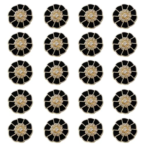 20PCS Small Fragrant Wind Metal Diamond Pearl Dot Oil Diamond Button Women's Coat Cashmere Coarse Cloth Flower Fleece Coat Versatile (White black,28L 18MM) von LEBITO