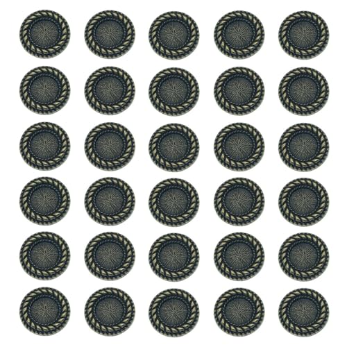30PCS Small Fragrant Wind Metal Button Round with Foot Concave Pattern Alloy Button Coat Tea Gold Hand Sewn Button (bronze,40L 25MM) von LEBITO