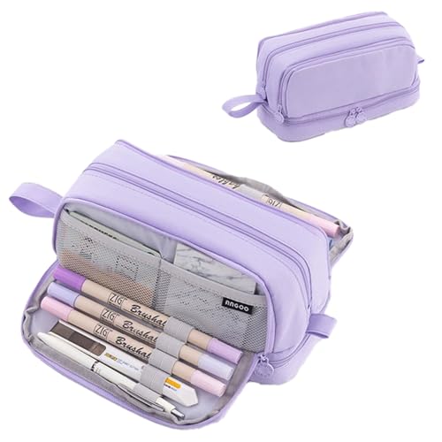 LEBKFT Große Kapazität Federmäppchen, Macaron Multifunktionale Stifttasche Schreibwaren Organizer für Mädchen Sekundarschule Federmäppchen mit Fächern für Mädchen Jungen Frauen und Männer, violett von LEBKFT