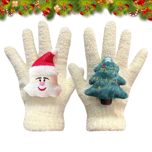LEBKFT Weihnachtshandschuhe Warme Zaubershandschuhe Weiche Winterhandschuhe Dehnbare Vollfinger-Handschuhe Fade Resistant Winddicht Sport Handwärmer für Männer und Frauen Radfahren Sport Outdoor von LEBKFT