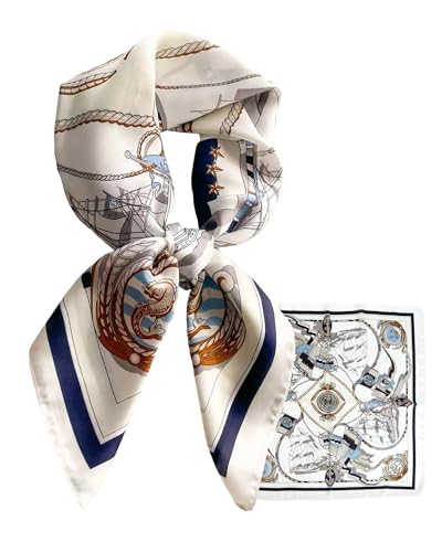 LEBOOBELL Damen 70 * 70cm Schal Quadratisch Bandana Tuch Seiden Schals Kopftuch Haarschmuck Boote von LEBOOBELL