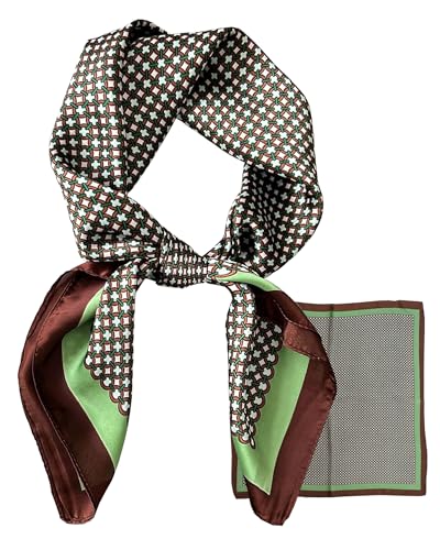 LEBOOBELL Damen 70 * 70cm Schal Quadratisch Bandana Tuch Seiden Schals Kopftuch Haarschmuck Grün-2 von LEBOOBELL