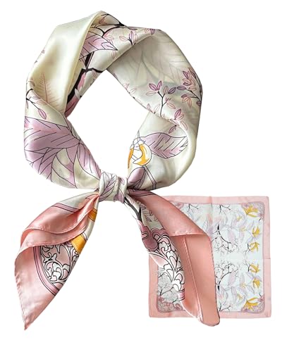 LEBOOBELL Damen 70 * 70cm Schal Quadratisch Bandana Tuch Seiden Schals Kopftuch Haarschmuck Rosa LEBOOBELL Damen 70 * 70cm Schal Quadratisch Bandana Tuch Seiden Schals Kopftuch Haarschmuck Rosa von LEBOOBELL