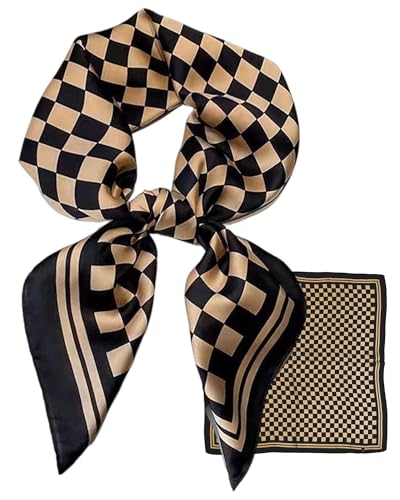 LEBOOBELL Damen 70 * 70cm Schal Quadratisch Bandana Tuch Seiden Schals Kopftuch Haarschmuck Schachbrettmuster LEBOOBELL Damen 70 * 70cm Schal Quadratisch Bandana Tuch Seiden Schals Kopftuch Haarschmuck Schachbrettmuster von LEBOOBELL
