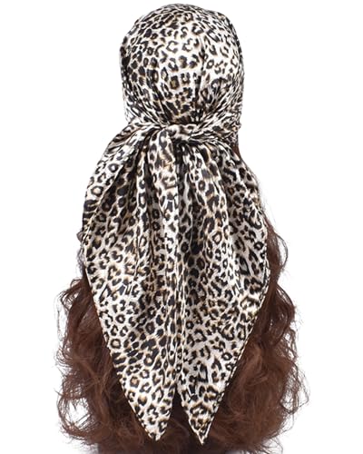 LEBOOBELL Damen Große Quadratisch Leopard Bandana Tuch Seiden 90x90cm Schals Kopftuch Haarschmuck Geschenk für Frauen Leopardenmuster LEBOOBELL Damen Große Quadratisch Leopard Bandana Tuch Seiden 90x90cm Schals Kopftuch Haarschmuck Geschenk für Frauen Leopardenmuster von LEBOOBELL