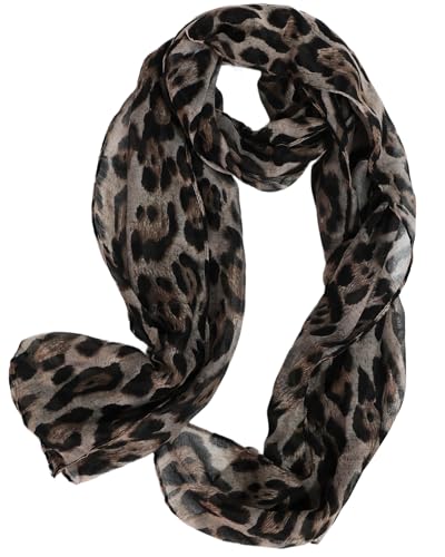 LEBOOBELL Damen Leopard Schal Leichte Leichte Damenschal Eleganter Tücher für Frühling Sommer Ganzjährig Braun von LEBOOBELL