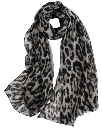 LEBOOBELL Damen Leopard Schal Leichte Leichte Damenschal Eleganter Tücher für Frühling Sommer Ganzjährig Grau LEBOOBELL Damen Leopard Schal Leichte Leichte Damenschal Eleganter Tücher für Frühling Sommer Ganzjährig Grau von LEBOOBELL