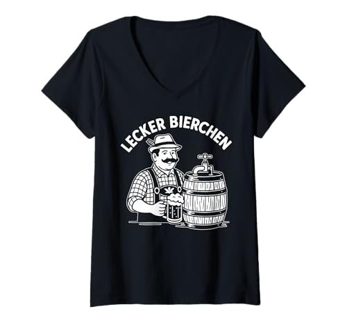 Damen LECKER Bierchen - BRAUHAUS Kellner X Schankkellner Schänker T-Shirt mit V-Ausschnitt Damen LECKER Bierchen - BRAUHAUS Kellner X Schankkellner Schänker T-Shirt mit V-Ausschnitt von LECKER BIERCHEN - OKTOBERFEST WIRT - O'zapft is