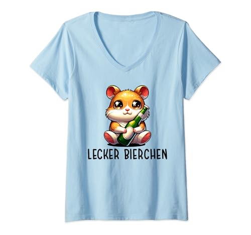 Damen LECKER BIERCHEN Sad Hamster Meme T-Shirt mit V-Ausschnitt Damen LECKER BIERCHEN Sad Hamster Meme T-Shirt mit V-Ausschnitt von LECKER BIERCHEN Sad Hamster Meme
