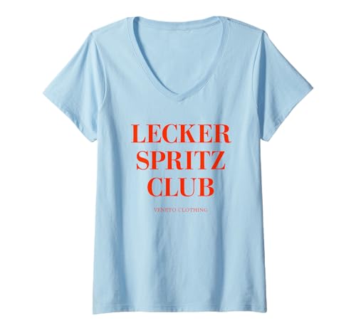 Damen LECKER Spritz Club X Veneto Clothing - Aperölchen Spritz T-Shirt mit V-Ausschnitt Damen LECKER Spritz Club X Veneto Clothing - Aperölchen Spritz T-Shirt mit V-Ausschnitt von LECKER SPRITZ CLUB - VENETO CLOTHING