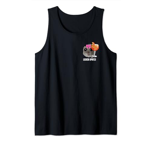 LECKER SPRITZI X Sad Hamster Meme Girl Hallöchen Aperölchen Tank Top von LECKER SPRITZI. Sad Hamster Meme Aperölchen Spritz
