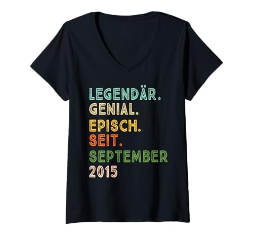 Damen 7. Geburtstag September Legendär Episch Seit 2015 T-Shirt mit V-Ausschnitt Damen 7. Geburtstag September Legendär Episch Seit 2015 T-Shirt mit V-Ausschnitt von LECNAL