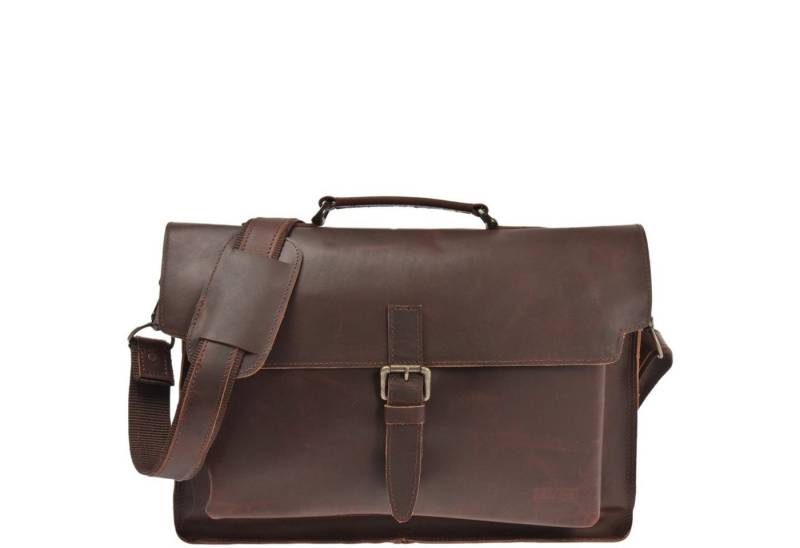 LECONI Aktentasche Aktentasche Businesstasche Messenger Bag Vintage Leder LE3008, abnehmbarer Schulterriemen – DIN-A4-Ordner geeignet – 40×28×12 cm von LECONI
