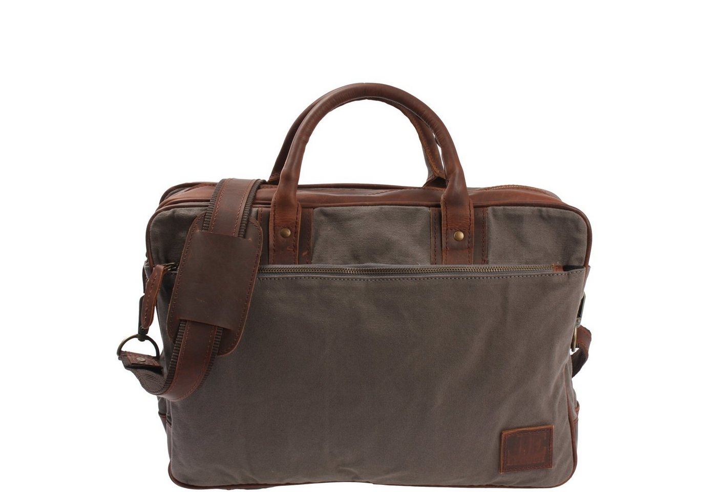 LECONI Aktentasche Handgepäck Trolleytasche DIN A4 Arbeitstasche Canvas Leder LE3066, Trolleyhalterung - mehrere Außenfächer - 41x30x16 cm von LECONI