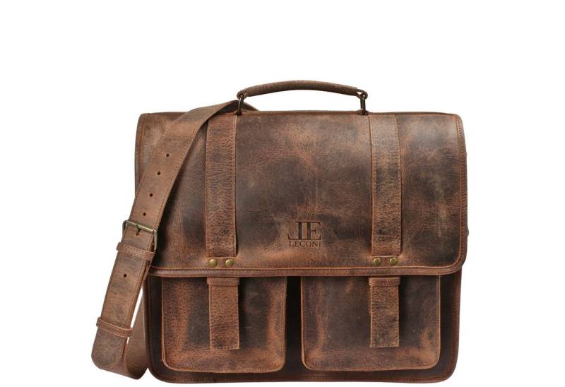 LECONI Aktentasche große Arbeitstasche DIN A4 Businesstasche Messenger Bags Leder LE3030, unterteiltes Hauptfach – Organizer integriert – 40×31×13 cm von LECONI