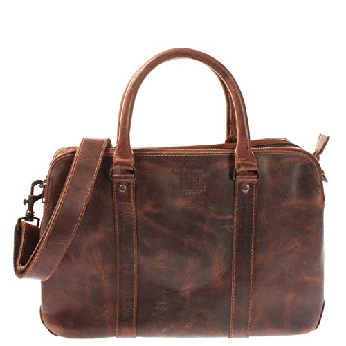 LECONI Damen Schultertasche DIN A4 Henkeltasche Umhängetasche Damentasche Aktentasche Businesstasche Leder 38x26x11cm braun kastanie LE3065 von LECONI