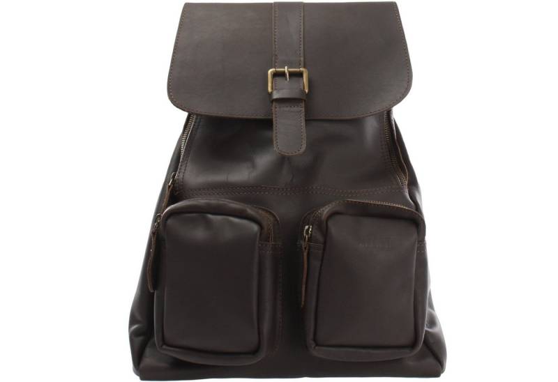 LECONI Freizeitrucksack Rucksack vintage Lederrucksack Damen Herren Leder LE1008, Vintage-Leder - 2 Fronttaschen mit Zipper - 31×40×11 cm von LECONI