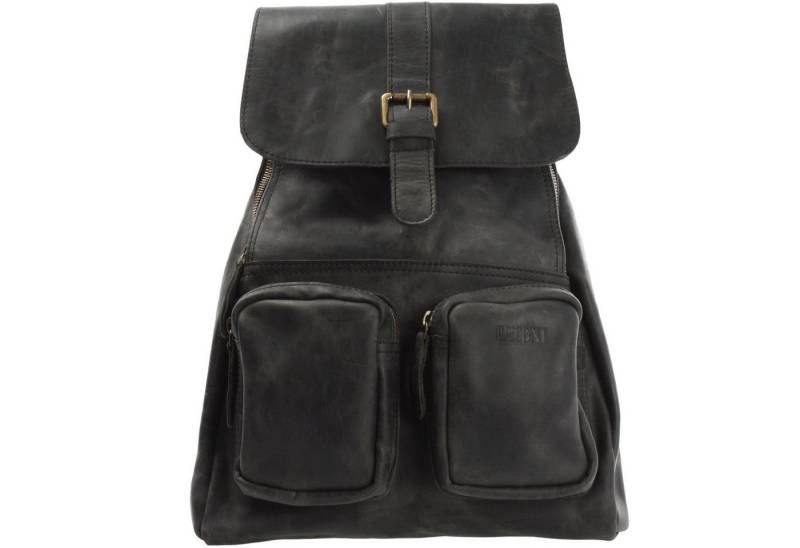 LECONI Freizeitrucksack Rucksack vintage Lederrucksack Damen Herren Leder LE1008, Vintage-Leder - 2 Fronttaschen mit Zipper - 31×40×11 cm von LECONI