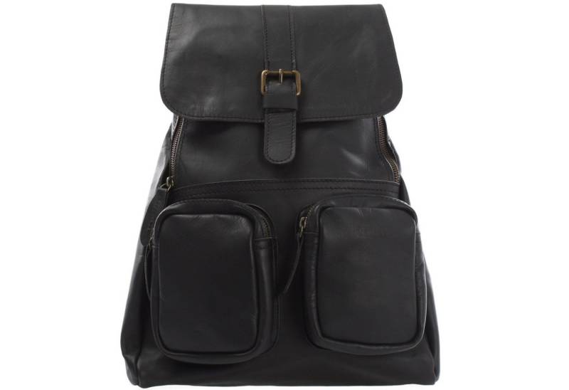 LECONI Freizeitrucksack Rucksack vintage Lederrucksack Damen Herren Leder LE1008, Vintage-Leder - 2 Fronttaschen mit Zipper - 31×40×11 cm von LECONI