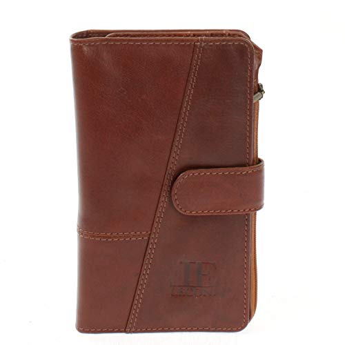 LECONI Geldbörse Portemonnaie Frauen Brieftasche Kartentaschen Ledergeldbörse für Damen echtes Leder im Vintage-Look 11x19x2,5cm braun LE9017-buf von LECONI