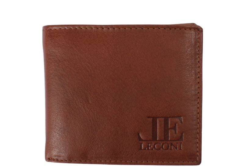 LECONI Geldbörse kompakt Portemonnaie für Herren Kartenetui RFID Portmonee Leder LE9033, viele Kartenfächer - Querformat - 11x 9,5x 2cm von LECONI