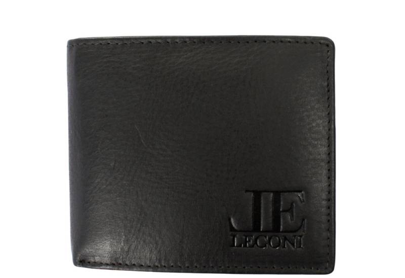 LECONI Geldbörse kompakt Portemonnaie für Herren Kartenetui RFID Portmonee Leder LE9033, viele Kartenfächer - Querformat - 11x 9,5x 2cm von LECONI