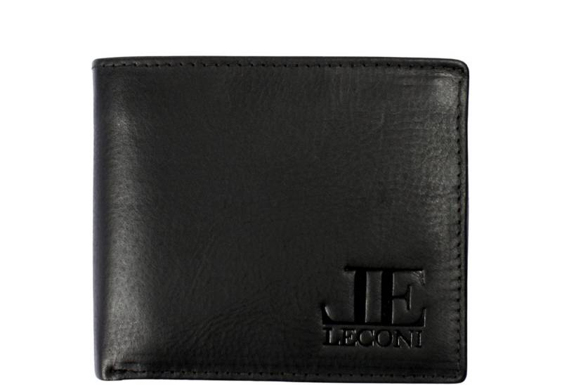 LECONI Geldbörse kompaktes Portemonnaie Herren Kartenetui RFID Portmonee Leder LE9034, 6 Kartensteckfächer, großes Münzfach + Ausweisfach, 11x9,5x2cm von LECONI