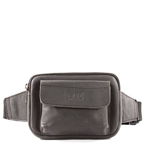 LECONI Gürteltasche Bauchtasche Leder Hüfttasche für Damen + Herren Festivaltasche Büffelleder querformat Frauen Männer 18x14x6cm schwarz LE9015 von LECONI
