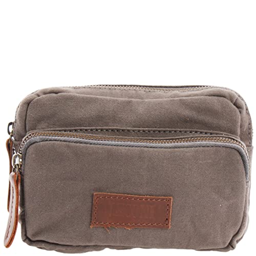 LECONI Gürteltasche Hüfttasche Bauchtasche für Damen & Herren Canvas Rindsleder 18x12x5cm grau LE3037-C von LECONI