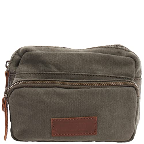 LECONI Gürteltasche Hüfttasche Bauchtasche für Damen & Herren Canvas Rindsleder 18x12x5cm grün LE3037-C von LECONI