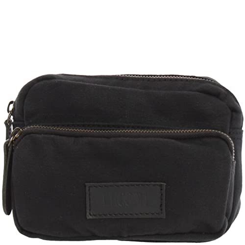 LECONI Gürteltasche Hüfttasche Bauchtasche für Damen & Herren Canvas Rindsleder 18x12x5cm schwarz LE3037-C von LECONI