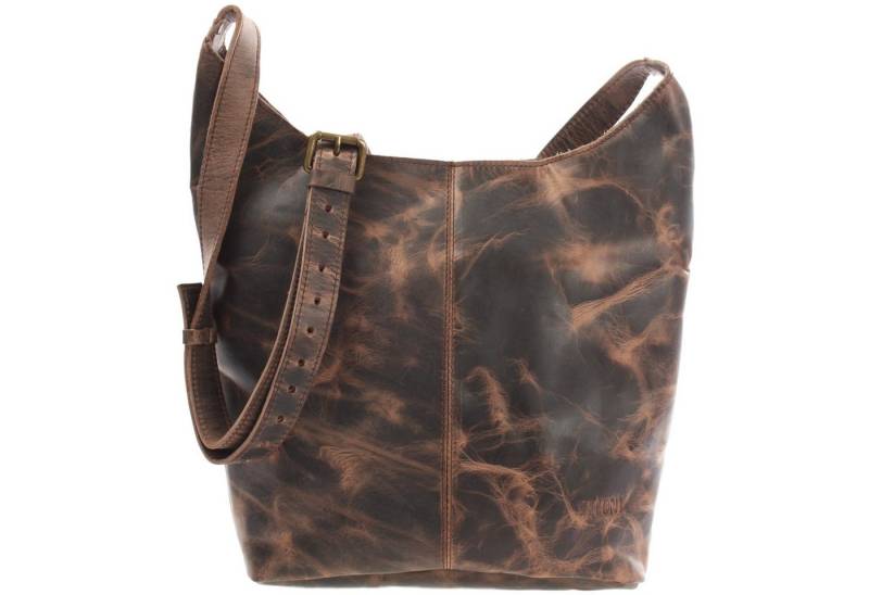 LECONI Schultertasche große Umhängetasche Beuteltasche Damentasche Shopper Leder LE0055, Echtleder – Reißverschlussfach innen & außen – 34×34×11 cm von LECONI