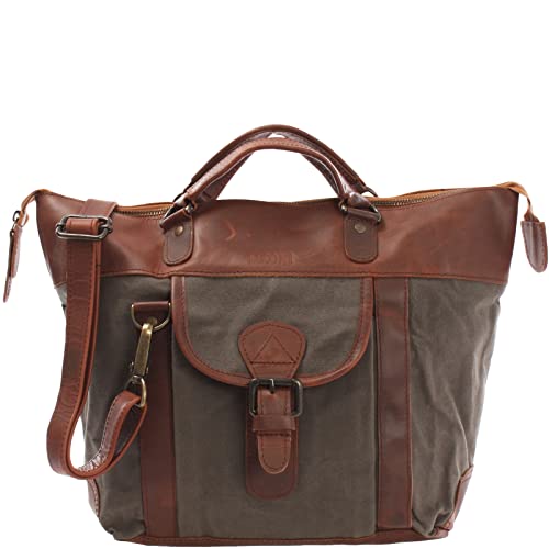 LECONI Henkeltasche Shopper Damen Tasche Vintage-Style Canvas + Leder Handtasche Used-Look Damentasche Frauen Schultertasche 39x30x13cm braun grau LE0043-C LECONI Henkeltasche Shopper Damen Tasche Vintage-Style Canvas + Leder Handtasche Used-Look Damentasche Frauen Schultertasche 39x30x13cm braun grau LE0043-C von LECONI