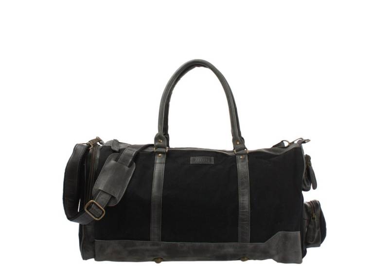 LECONI Reisetasche Weekender Sporttasche Handgepäck Damen Herren Leder Canvas LE2017, geteiltes Hauptfach - viele Außenfächer - 55x30x27 cm von LECONI