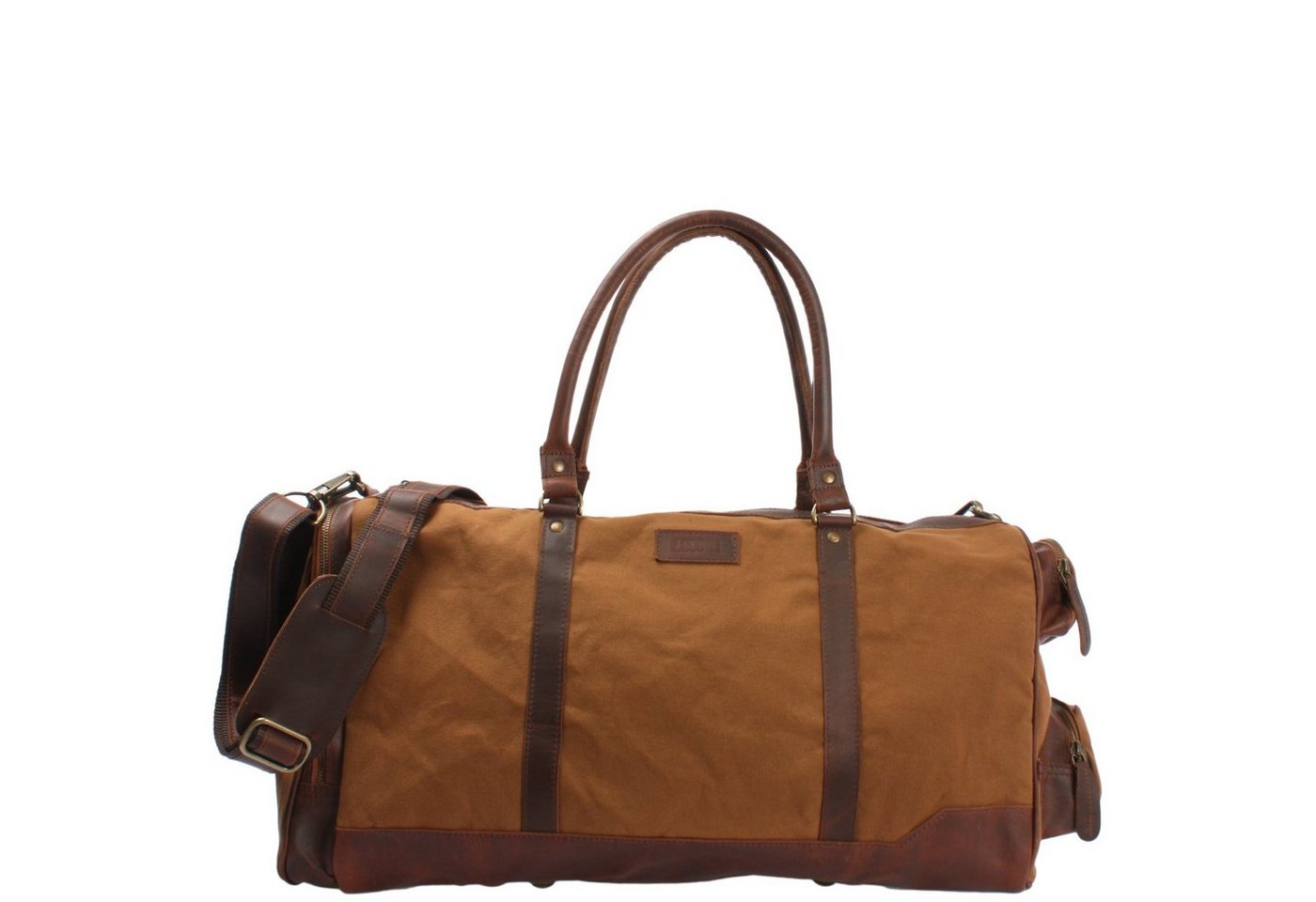 LECONI Reisetasche Weekender Sporttasche Handgepäck Damen Herren Leder Canvas LE2017, geteiltes Hauptfach - viele Außenfächer - 55x30x27 cm von LECONI