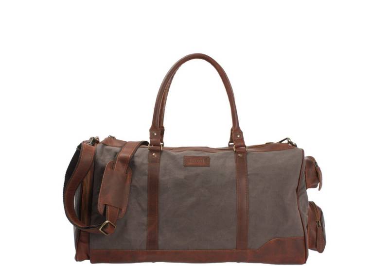 LECONI Reisetasche Weekender Sporttasche Handgepäck Damen Herren Leder Canvas LE2017, geteiltes Hauptfach - viele Außenfächer - 55x30x27 cm von LECONI