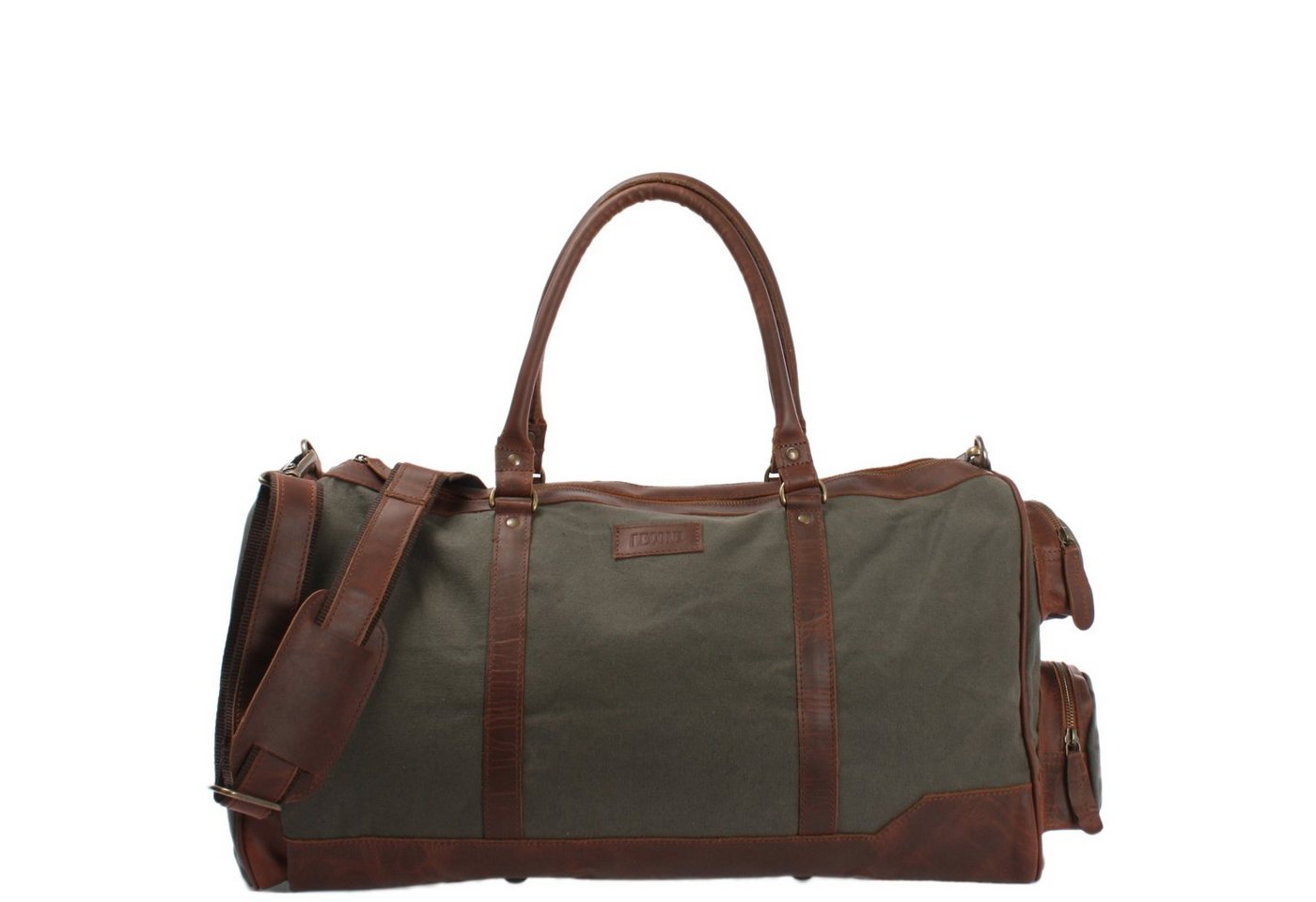 LECONI Reisetasche Weekender Sporttasche Handgepäck Damen Herren Leder Canvas LE2017, geteiltes Hauptfach - viele Außenfächer - 55x30x27 cm von LECONI